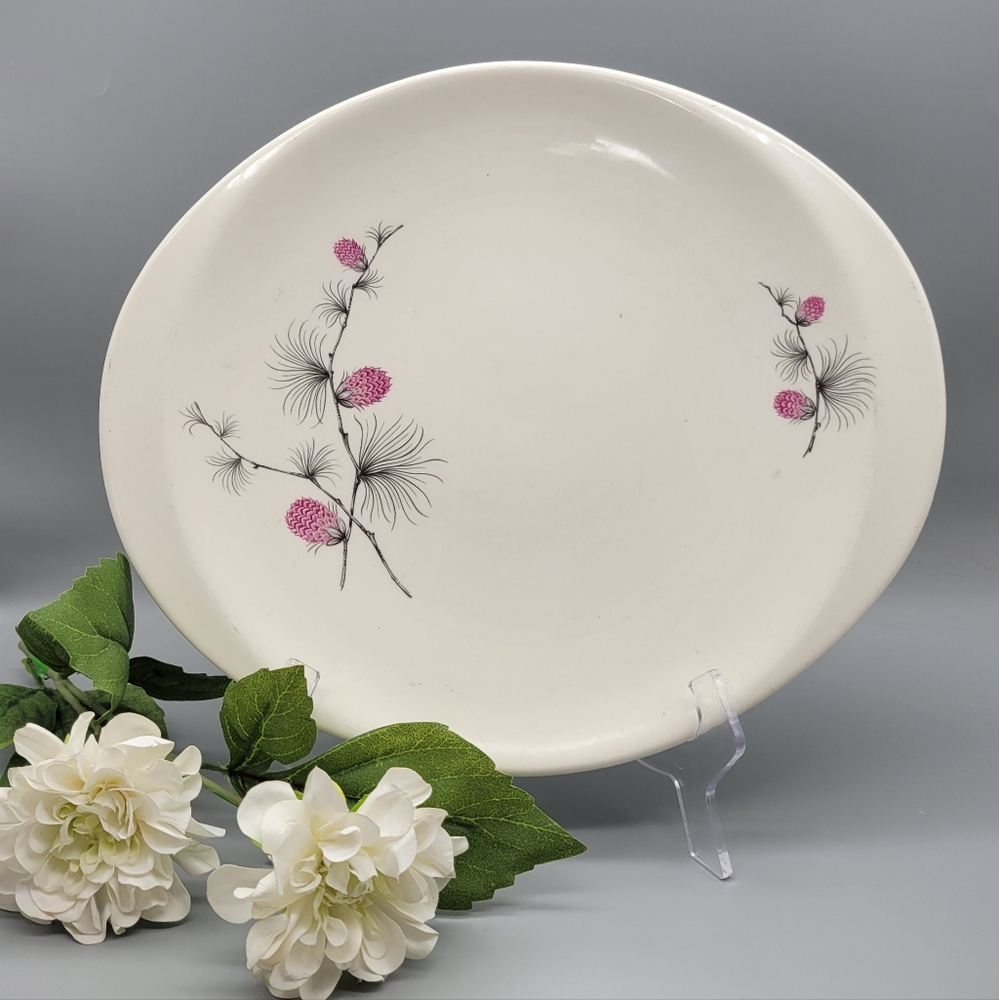 Classic Mid Century Vintage Oval Serving Platter Wild Clover by Canonsburg